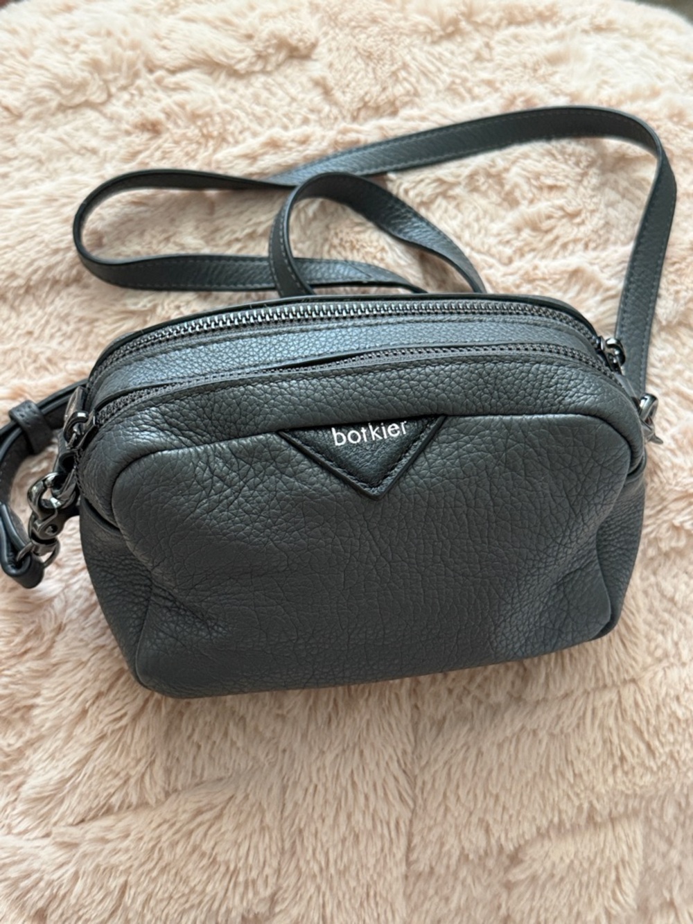 Botkier Pebbled Leather Crossbody in Dark Gray
